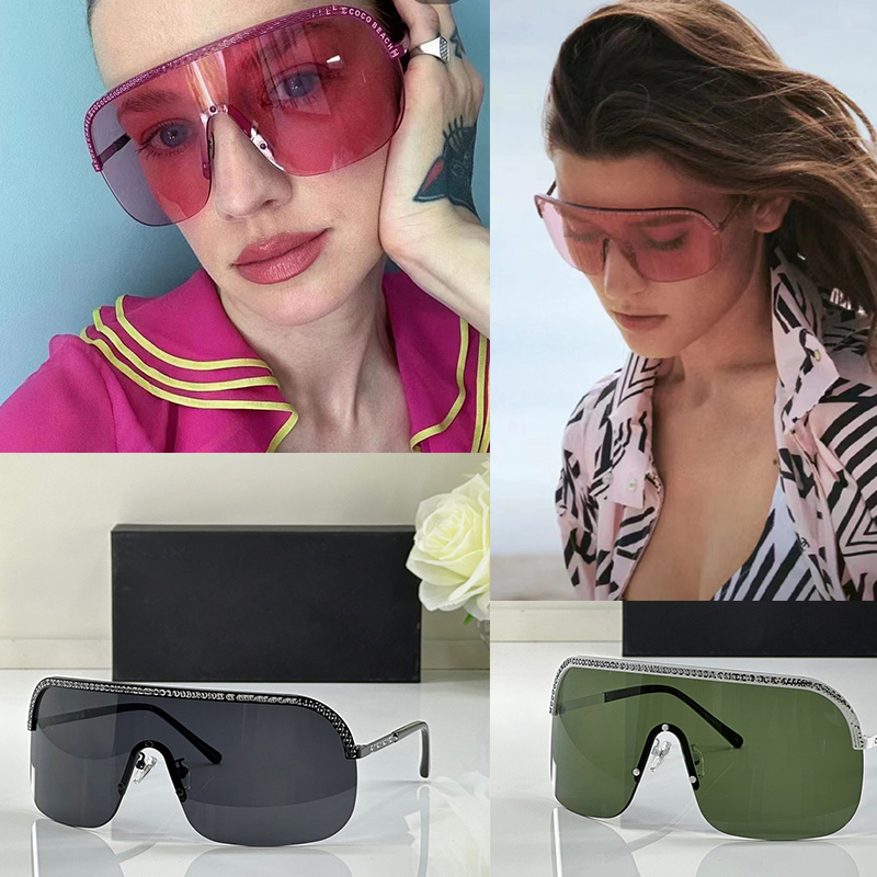 Womens fashionable color changing goggles, metal half frame ski goggles designer integrated lenses platform mirrors rearview mirrors with box CH9557