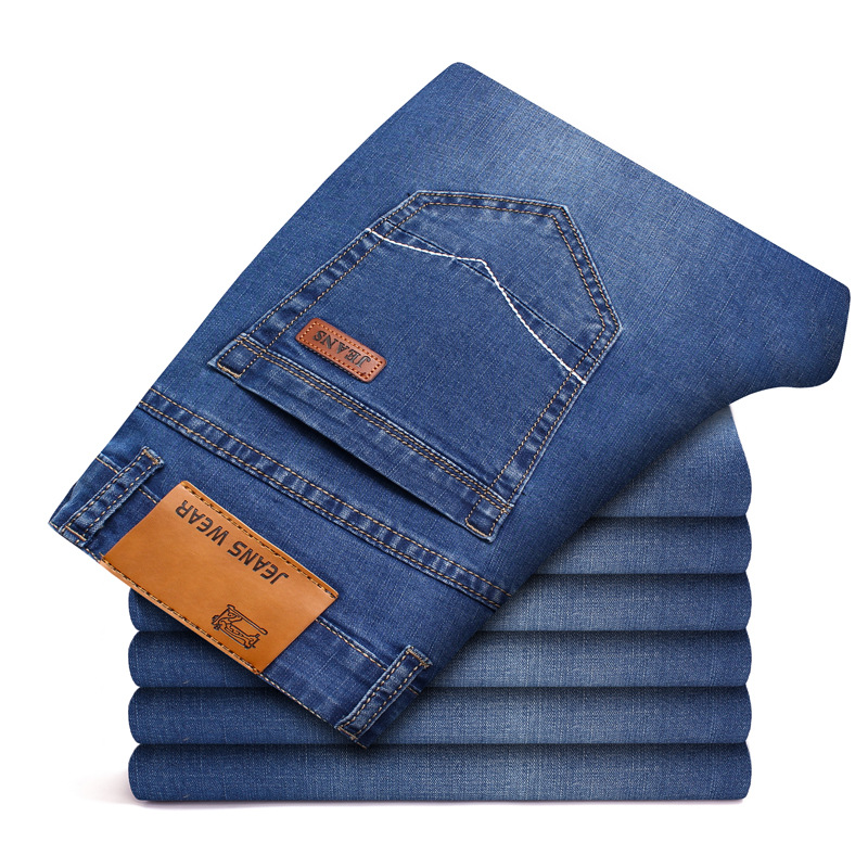 Mens Stretch Jeans Summer Lightweight Thin Denim Black Blue Slim Fit Dress Jeans1
