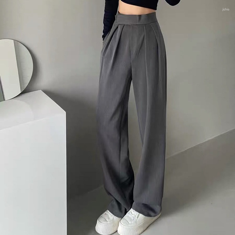 Womens Pants Woman Fluid Elegant Wide Leg Baggy High Waist Trousers Palazzo Harajuku Korean 2024 Female Clothing Office Wear Fashion