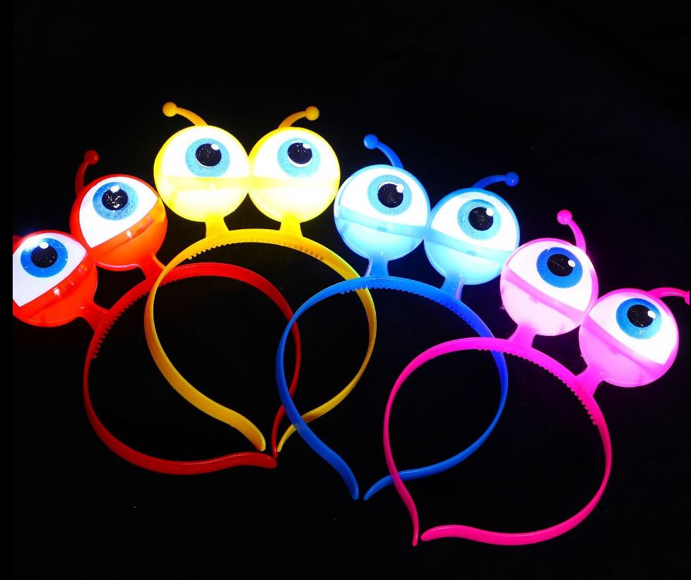 Funny Light Up Big Eyeball Headband Led Flashing Alien Antenna Headwear Martian Space Head Boppers Fashion Hair Accessories