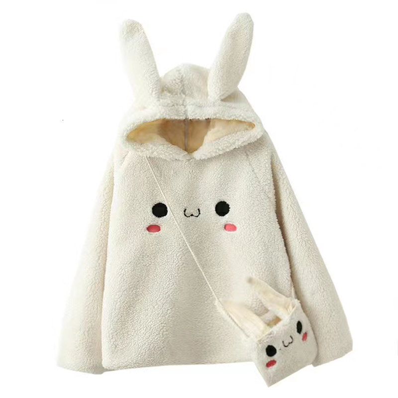 Women's Hoodies Sweatshirts Cute Bunny Hoody Rabbit Ear Hood Women Fleece Hoodies with Kawaii Bag Long Sleeve Hooded Sweatshirt Autumn Winter Loo