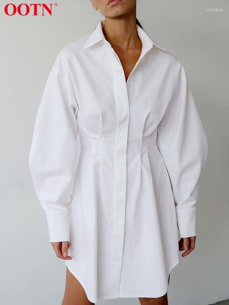 Casual Dresses Summer Pleated Shirt Dress Fashion A-Line Single Breasted Turn-Down Collar High Waist Solid Mini 2023