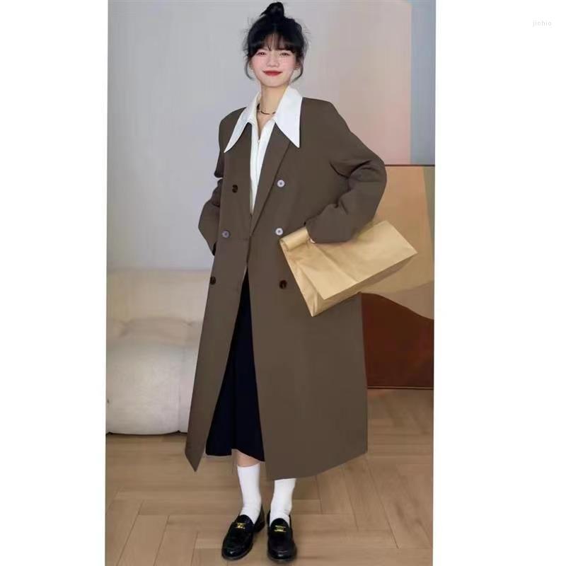 Womens Trench Coats Ladies Long Sleeve Jacket Feminine Blazer Femme Casual High-quality Double-breasted Coat Windbreak Female G420