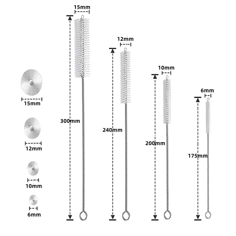 Cleaning Brushes 200pcs Clean Nylon Straw Drinking Straws Brushes for Sippy Cup Bottle and Tube 304 stainless steel soft bristle brush LT534