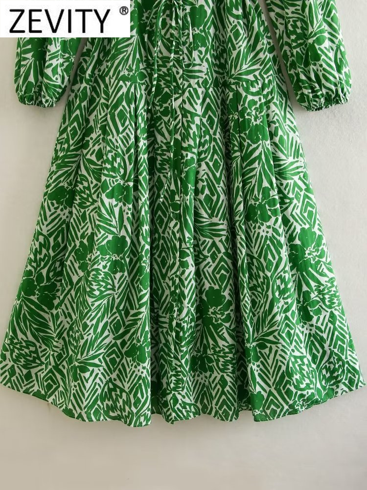 Urban Sexy Dresses Zevity Women Vintage Graffiti Print Lace Up Big Swing A Line Midi Shirt Dress Office Lady Chic Button Party Vestidos DS3888 230918