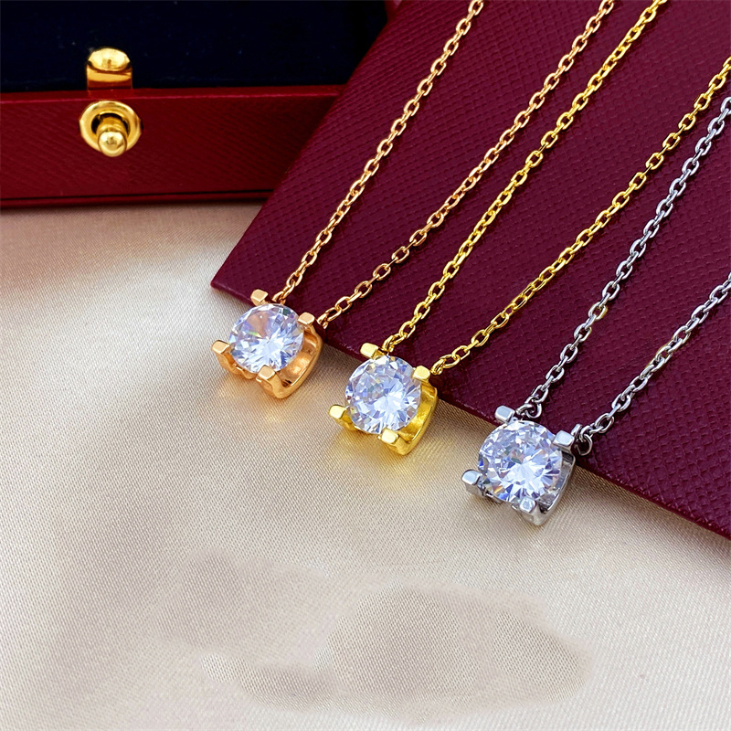 diamond necklace designer pendant necklaces luxury jewelry 18K rise gold silver women Necklace gold chain mossanite jewelry for birthday party gift
