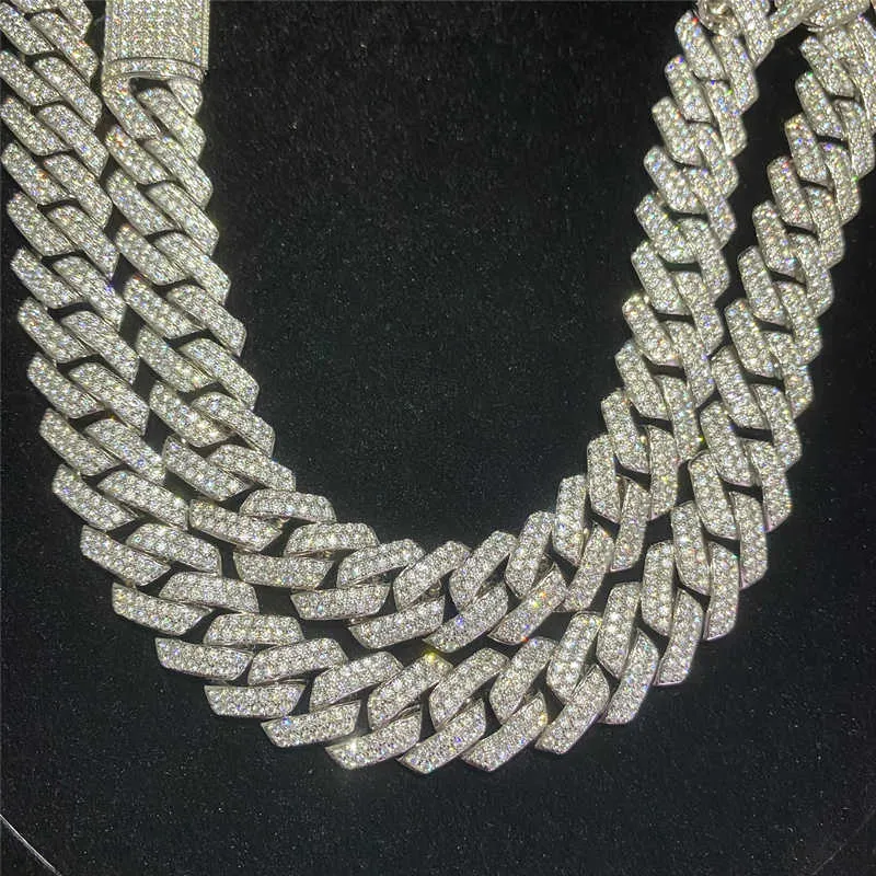 Iced Out Chains Bracelet Bling Moissanite Dia Cuban Link Chain Hip Hop Men Jewelry Necklace