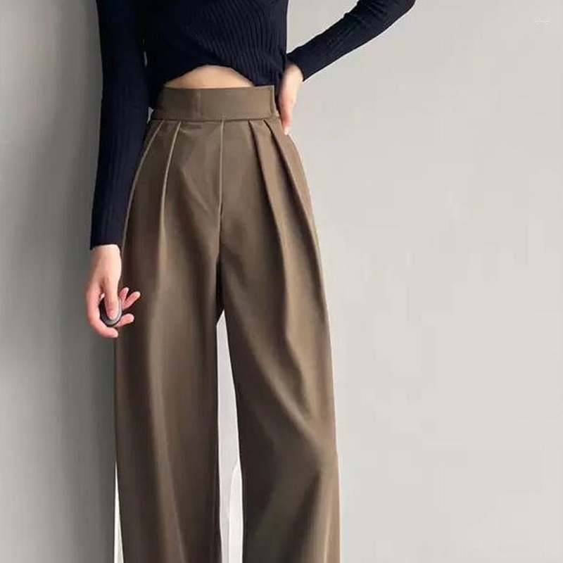 Womens Pants Woman Fluid Elegant Wide Leg Baggy High Waist Trousers Palazzo Harajuku Korean 2024 Female Clothing Office Wear Fashion