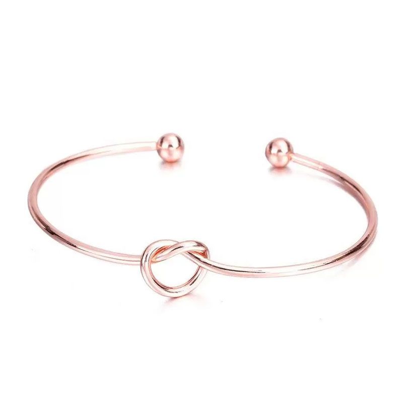 Simple 18K Gold Silver Plated Love Knot Bracelet Initial Friendship Tie Bangle for Women Ladies Jewelry Gift for Wife Friendship Girlfriend