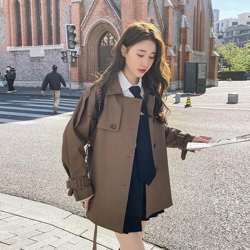 Womens Trench Coats SuperAen PU Leather Windbreaker Spring And Autumn Korean Style Jacket Coat Tops