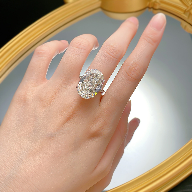 Huge 15Ct Lab Moissanite Diamond Ring 100% Real 925 Sterling Silver Party Wedding Band Rings for Women Men Engagement Jewelry