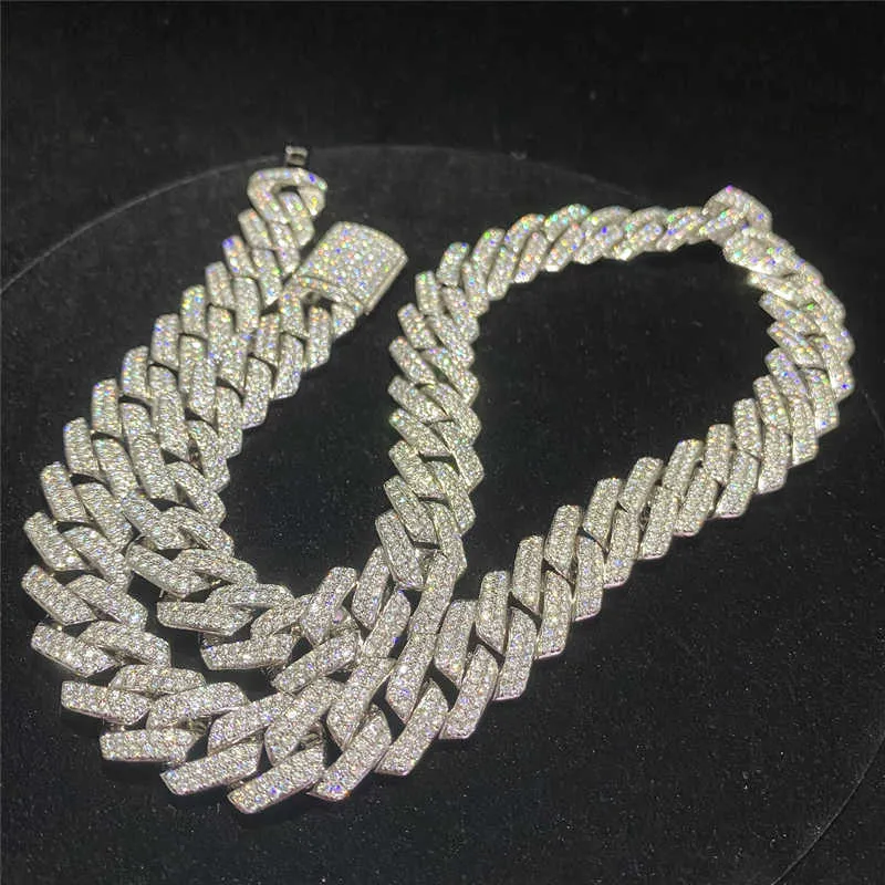 Iced Out Chains Bracelet Bling Moissanite Dia Cuban Link Chain Hip Hop Men Jewelry Necklace