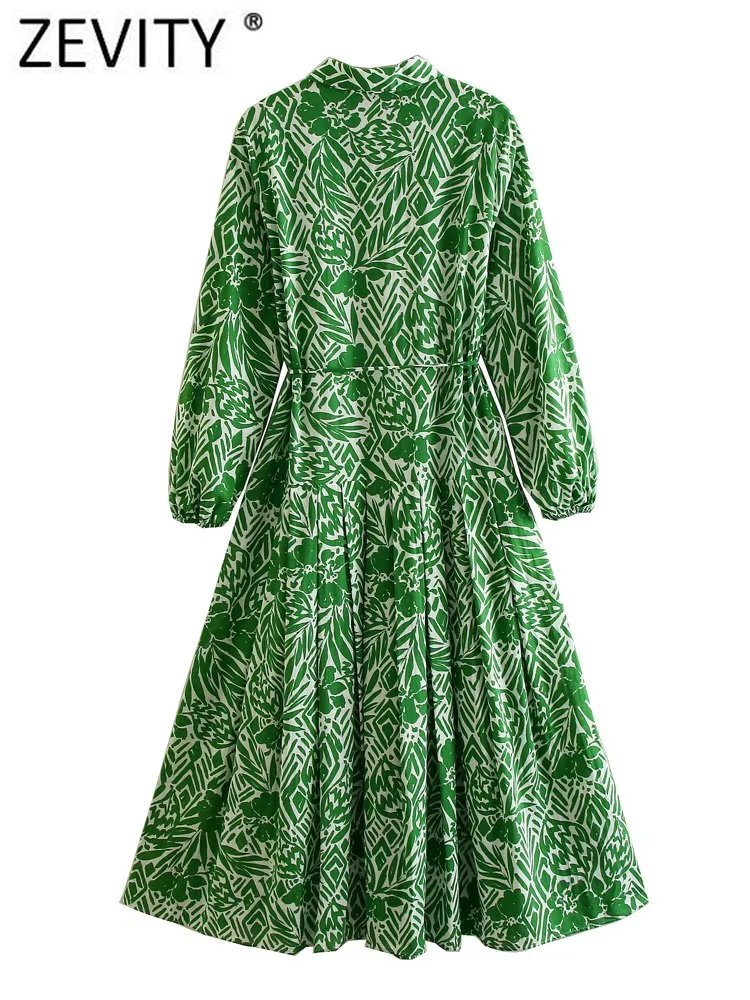 Urban Sexy Dresses Zevity Women Vintage Graffiti Print Lace Up Big Swing A Line Midi Shirt Dress Office Lady Chic Button Party Vestidos DS3888 230918
