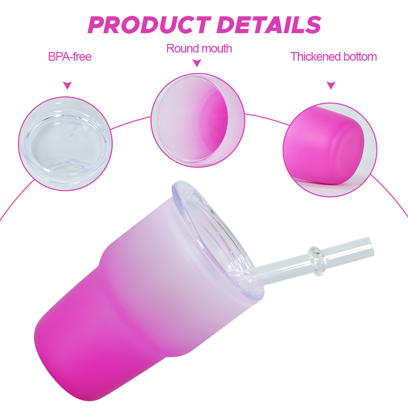 3oz mini gradient sublimation tumbler colored frosted shot glass with straw and lid FY5803