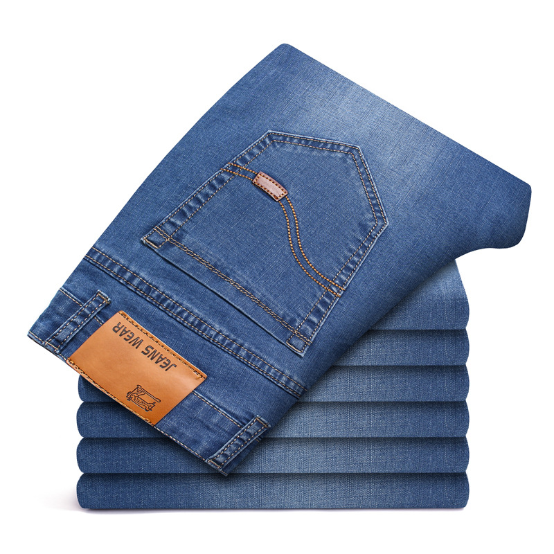 Mens Stretch Jeans Summer Lightweight Thin Denim Black Blue Slim Fit Dress Jeans1