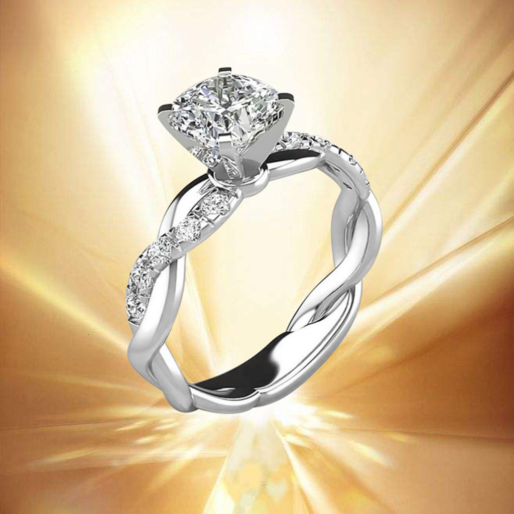Solitaire Ring Wedding Engagement Party Gift Rings For Women Silver Color Dimond Bridal Zircon Elegant Fashion Bague Femme 2022 230918