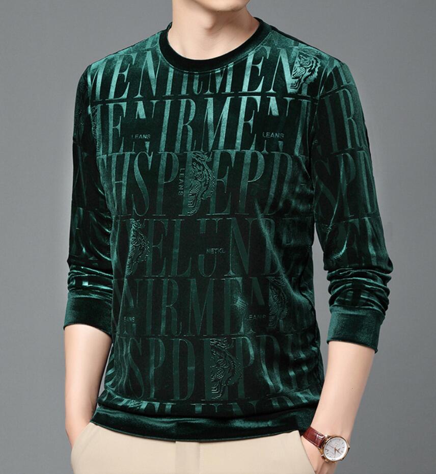 Mens Hoodies Designer Hoodie Pullover Sweatshirts New European Gold Velvet Round Neck Fashion Brand Men's Sweater Loose Letter Pullover Long Sleeve Bottom Shirt