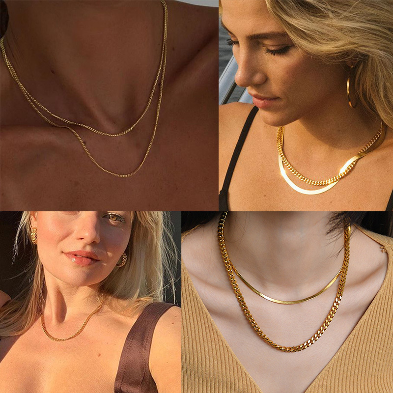 Miami Cuban Chains Necklace for Men Women Basic Punk Hip Hop Jewelry Stainless Steel Gold Cuban Link Chain Chokers Necklace