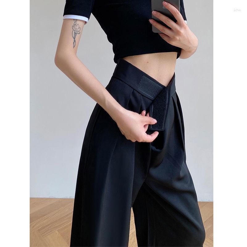 Womens Pants Woman Fluid Elegant Wide Leg Baggy High Waist Trousers Palazzo Harajuku Korean 2024 Female Clothing Office Wear Fashion
