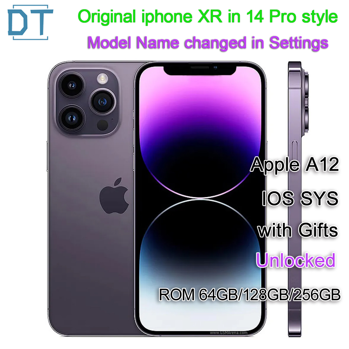 Apple Original iphone XR in iphone 14 pro 13 pro style phone Unlocked with iphone13/14 pro box&Camera appearance 3G RAM 64GB 128GB ROM smartphone