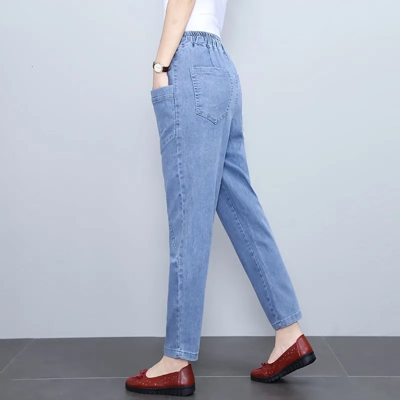 Women's Jean High Waist Harem Jeans Big Size 4xl Casual Baggy Denim Pants Elastic Classic Vaqueros 2023 Pocket Jogger s 230918