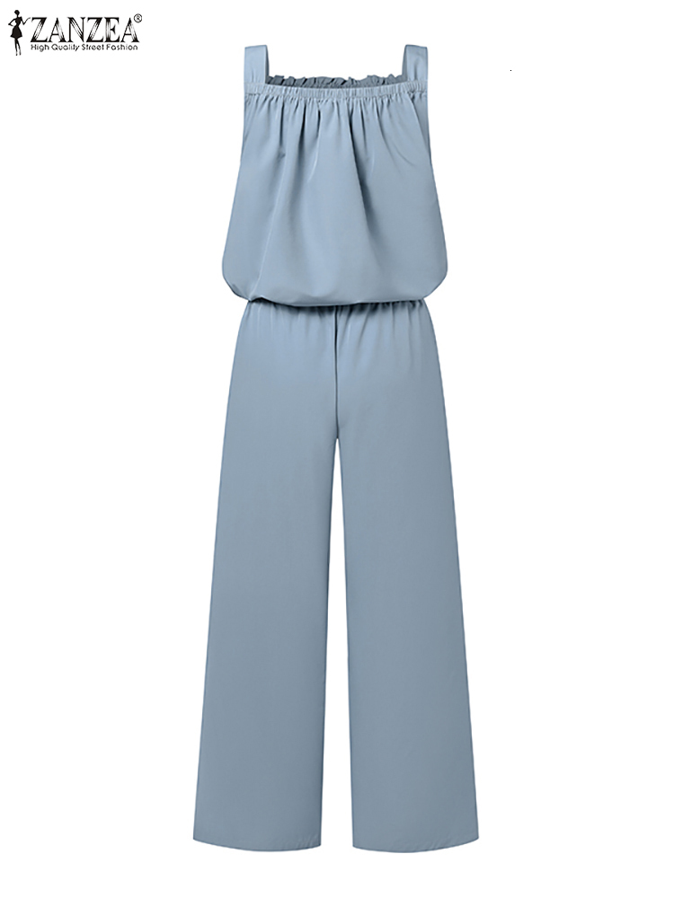 Women's Tracksuits ZANZEA Summer Two Piece Sets Woman Fashion Beach Suit Tank Top Wide Leg Pant Female Casual Tracksuits Elegant Solid Outifits 2