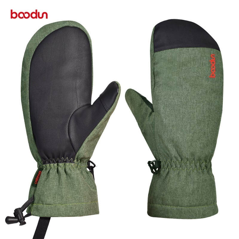 Ski Gloves Boodun Men Women Winter Windproof Waterproof Snow Snowboard Skiing Thermal Fleece Warm with PU Palm 230918