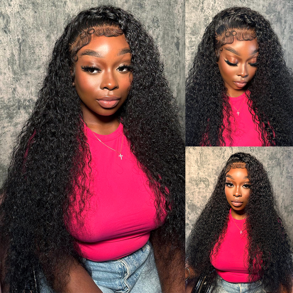250% 13x4 HD Transparent Deep Wave Lace Front Wig Brazilian 360 Water Wave Lace Frontal Wig Lace Closure Glueless Synthetic Wig for Women