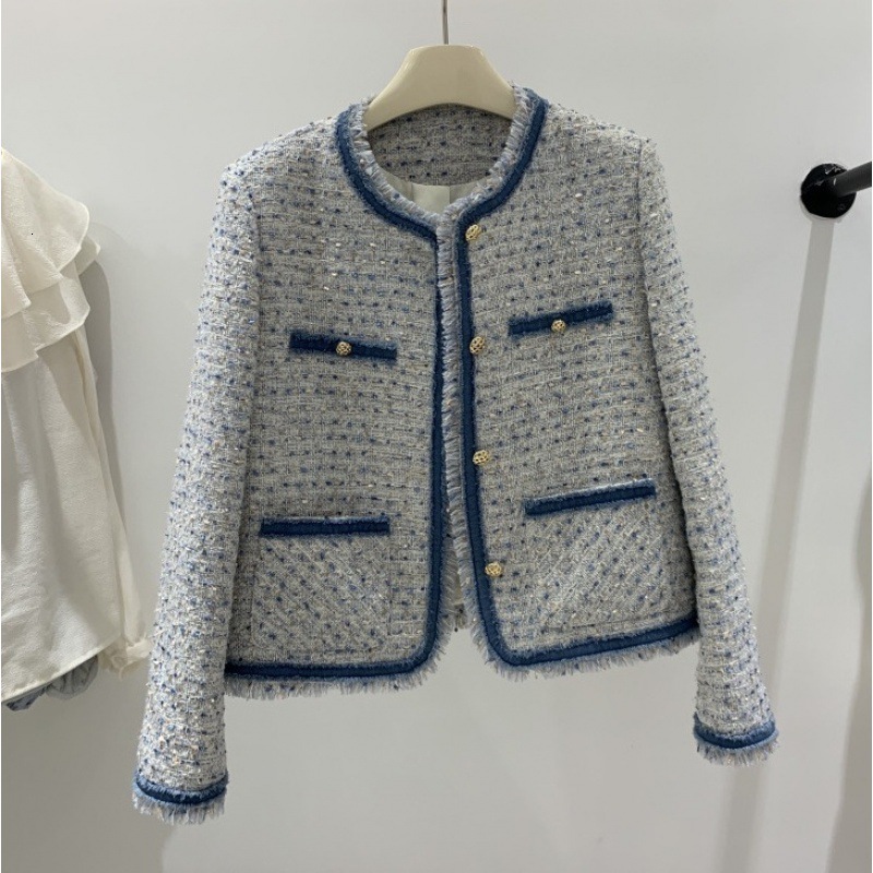 Women's Wool Blends Fragrant Tweed Jacket Women Autumn Winter Loose Fashionable Round Neck Coats 230918