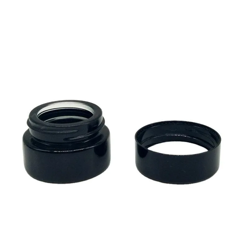 wholesale 5ml UV Protection Black Tempered Glass Jar Bottle Food Grade Non Stick No Leak Wax Dab Extracts Concentrate Container 12 LL