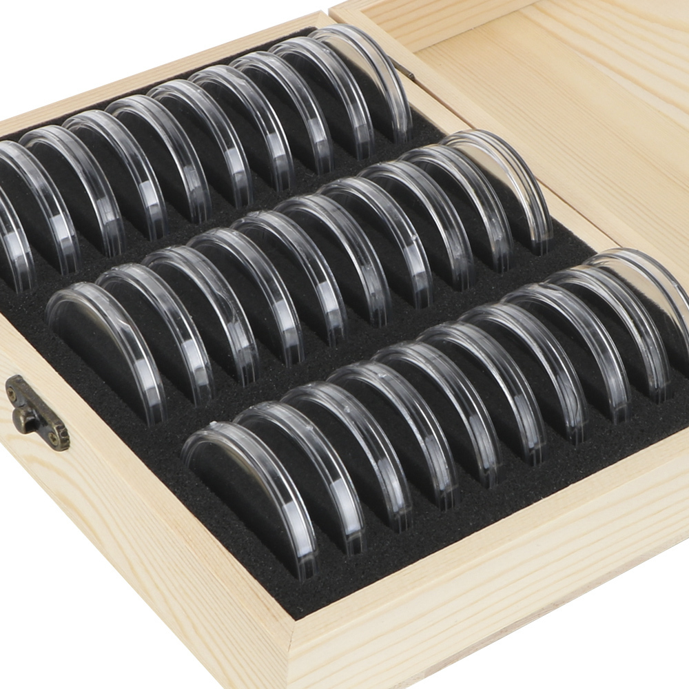 Other Home Garden 20 30 50 100PCS Coins Storage Box With Adjustment Pad Adjustable Antioxidative Wooden Commemorative Coin Collection Case 230919