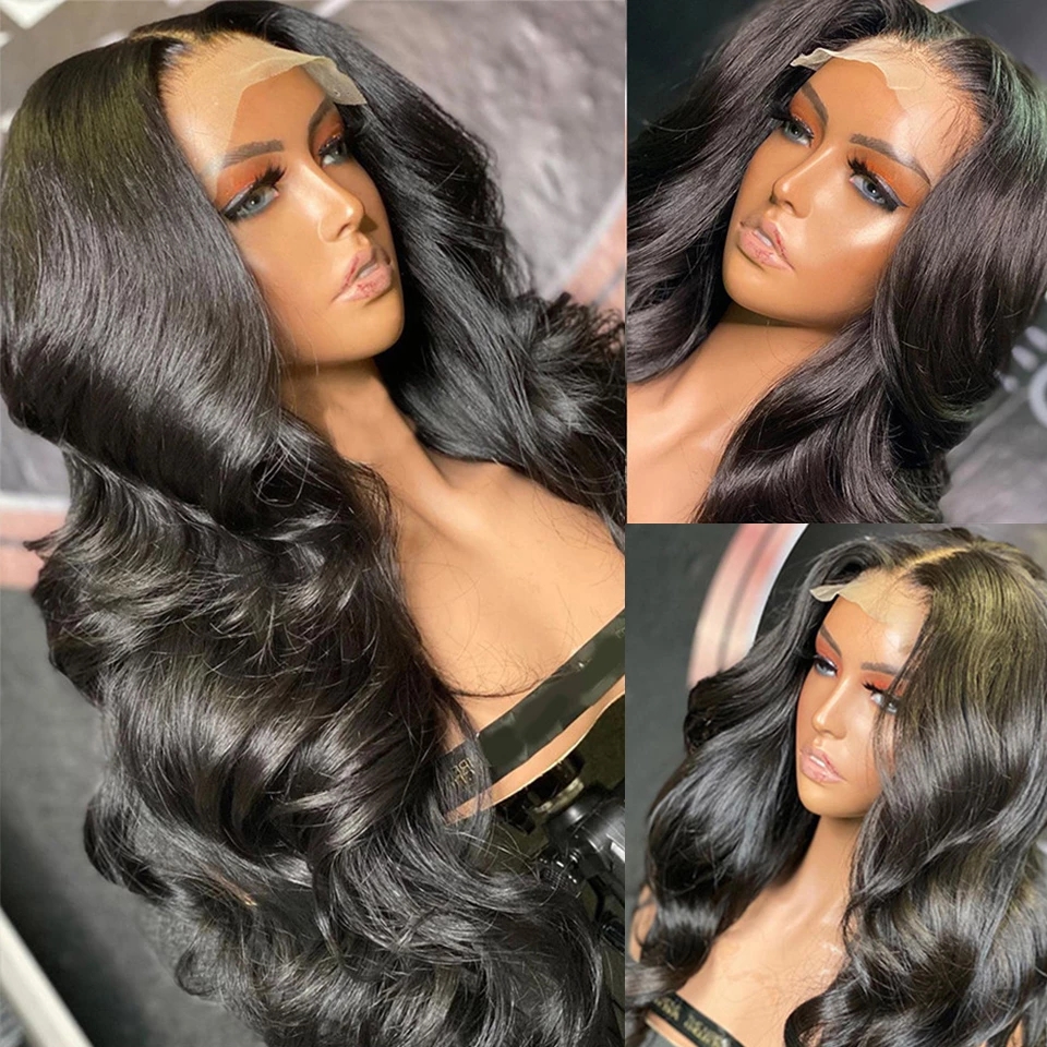 Free shipping 40 Inch Brazilian Hair 13x4 Body Front Pre Plucked Loose Wave HD Lace Frontal Wig Glueless Synthetic Red/blonde /black Wigs for Black Wo