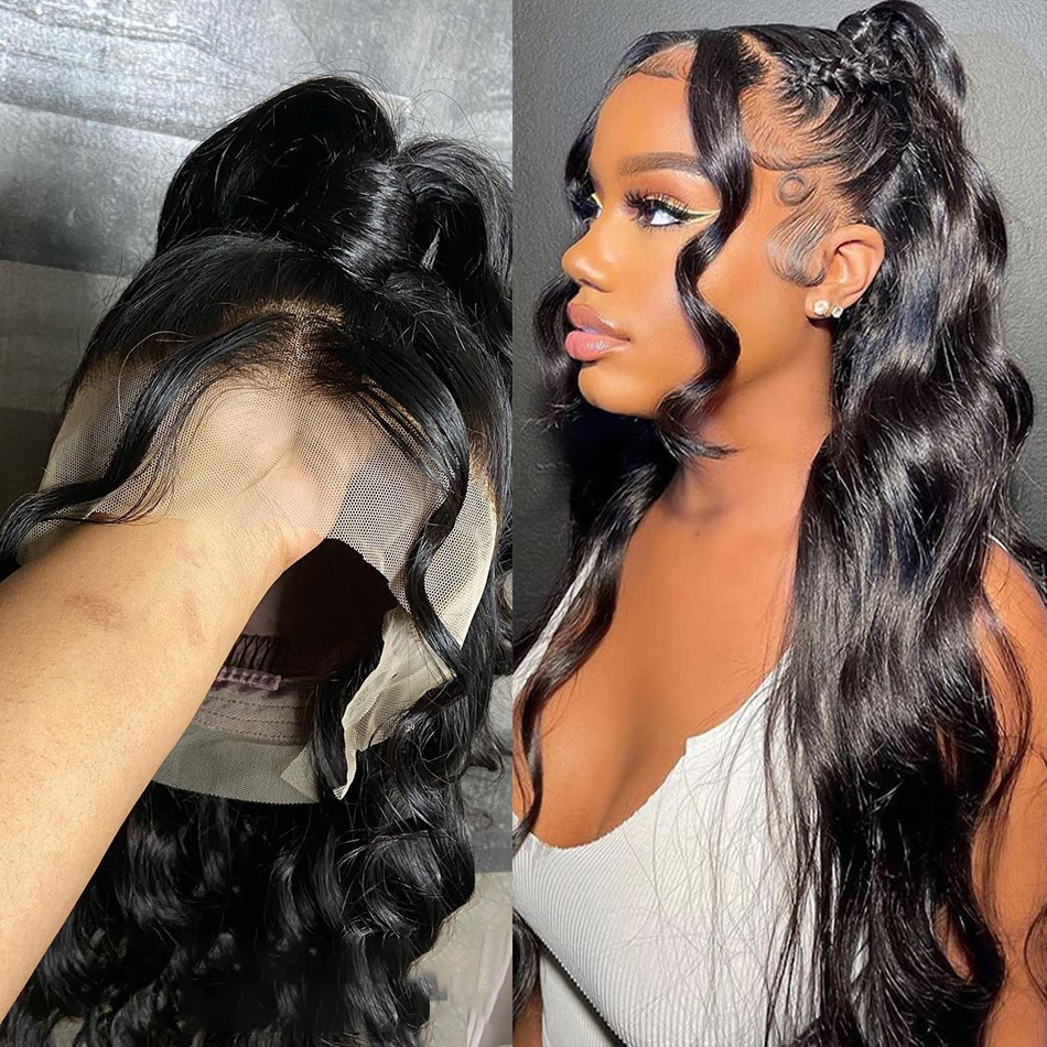 Free shipping 40 Inch Brazilian Hair 13x4 Body Front Pre Plucked Loose Wave HD Lace Frontal Wig Glueless Synthetic Red/blonde /black Wigs for Black Wo