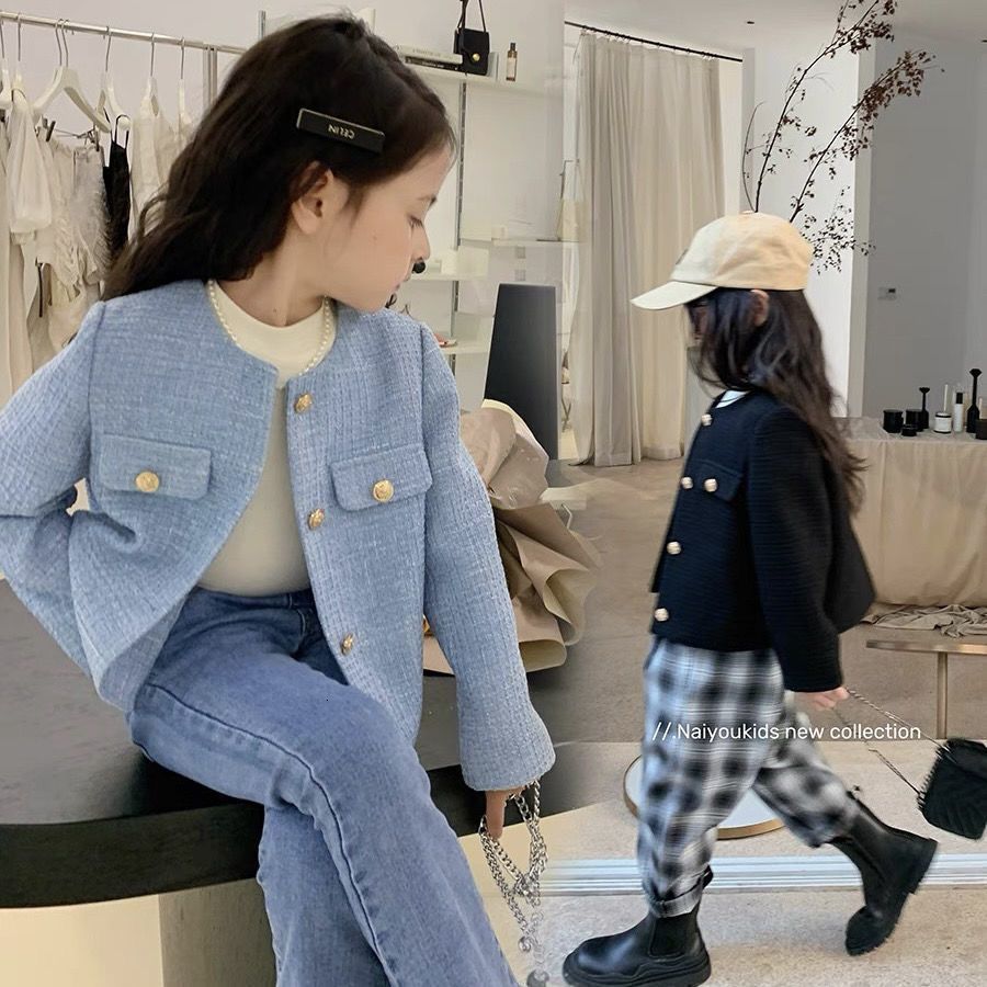 Cardigan Black/Blue Fashion Girls Baby Cardigan Jackets Kids Children Elegant Birthday Jacket Trench Coats Clothes Overcoats 230919