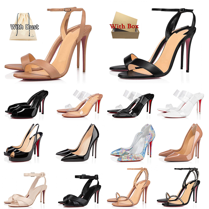 patent calf leather s skate high heels shoe designer pumps for women peep toes sandal sexy slingback christian louboutian louboutinr loubitons red bottomshoes JPX1