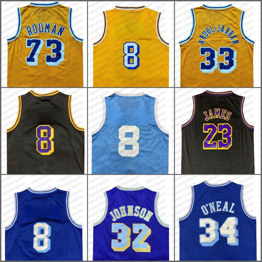 Mens Retro ONEAL Basketball Jersey 34 Shaq 32 Johnson Abdul 33 Jabbar Bryant Wilt Chamberlain 73 Rodman 23 JAMES Stitched Throwback Men Jersey