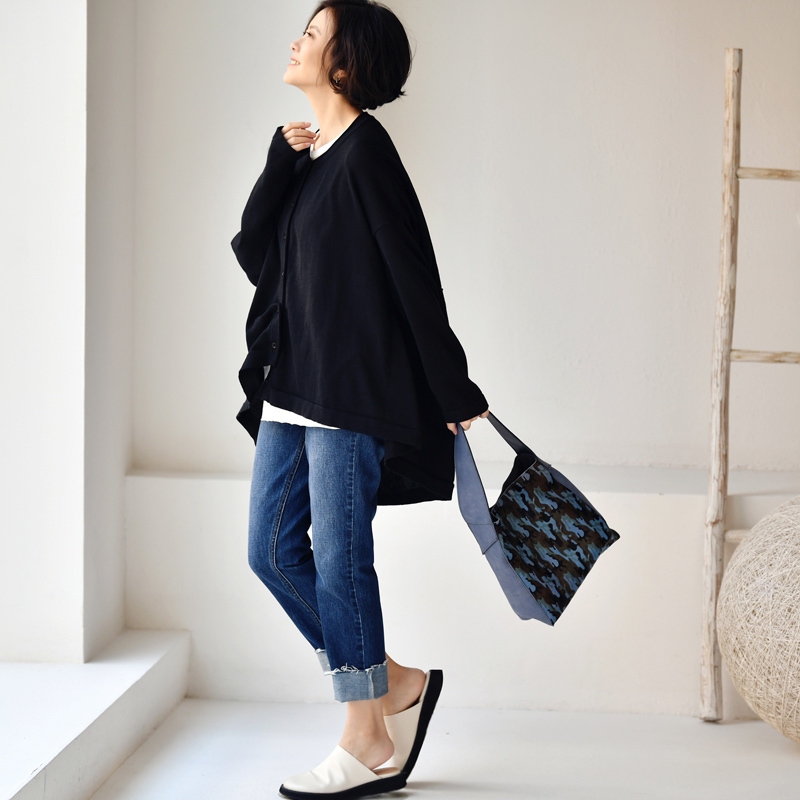 Women's Jacket's Wool Blends MICOCO W3008c Literature And Art Simple Versatile Loose Silhouette Feeg Before Short After Long Knit Cardigan C