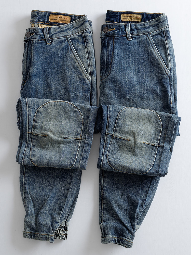 Mens Jeans Summer mens threedimensional patch jeans micro stretch loose cargo pants small foot casual trousers bunched pant 230915