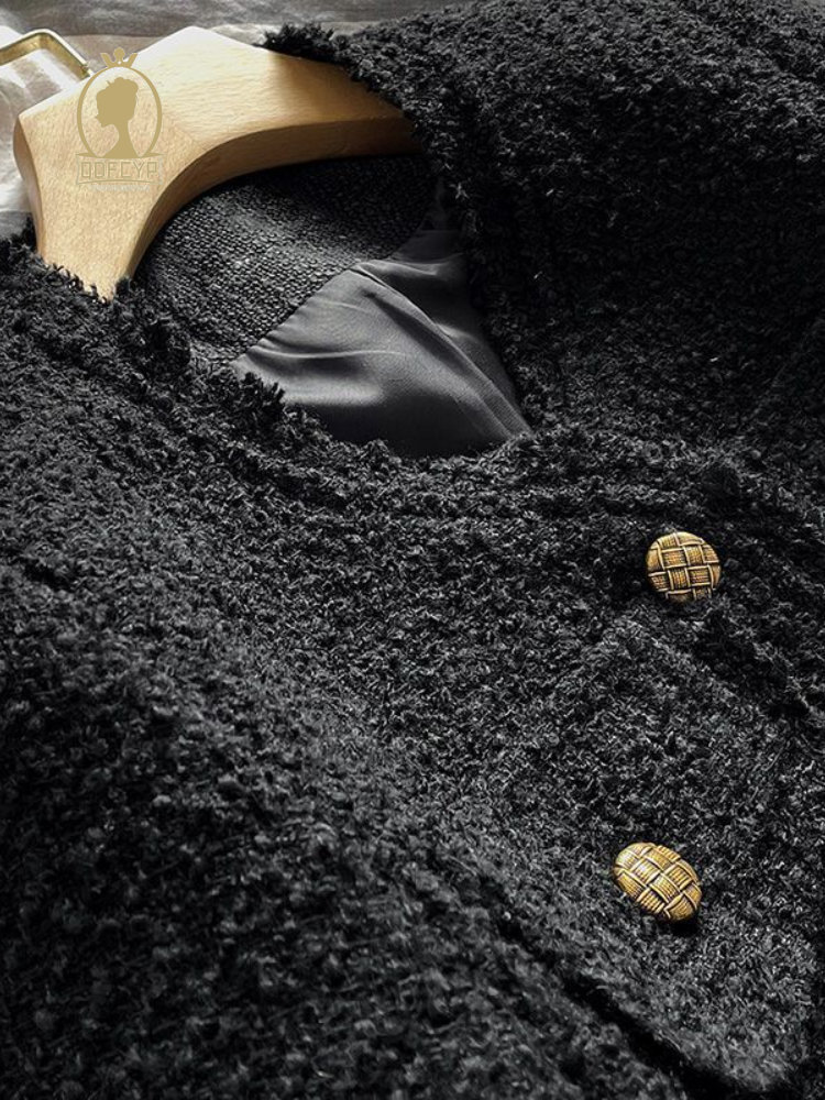 Women's Jackets Autumn women's Black Coat Short Casual Temperament Style Coarse tweed jacket korean fashion Elegant Long Sleeve Top 230919