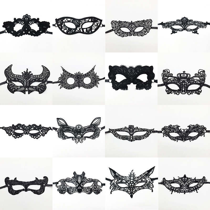 Halloween Masquerade Black Lace Eye Masks Party Visor For Women Festive Fashion Venetian Costumes Carnival Sexy Ladies Queen Dance Nightclub Party Half Face Mask