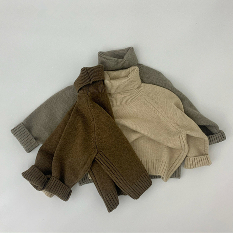 Cardigan Kids Sweaters Autumn Winter Boys Girls Solid Knit Pullovers Children Turtleneck Sweater Baby Knit Wear 230919