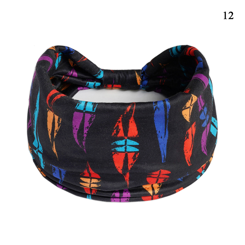 Other 2023 Boho Flower Print Wide Headbands Vintage Knot Elastic Turban Headwrap for Women Girls Cotton Soft Bandana Hair Accessories 230919