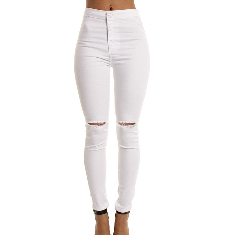 Women's Jeans NDUCJSI Jean Hole VintageHigh Waist Casual Skinny Slim Ripped Denim Pencil Pants High Elasticity Black Blue 230918