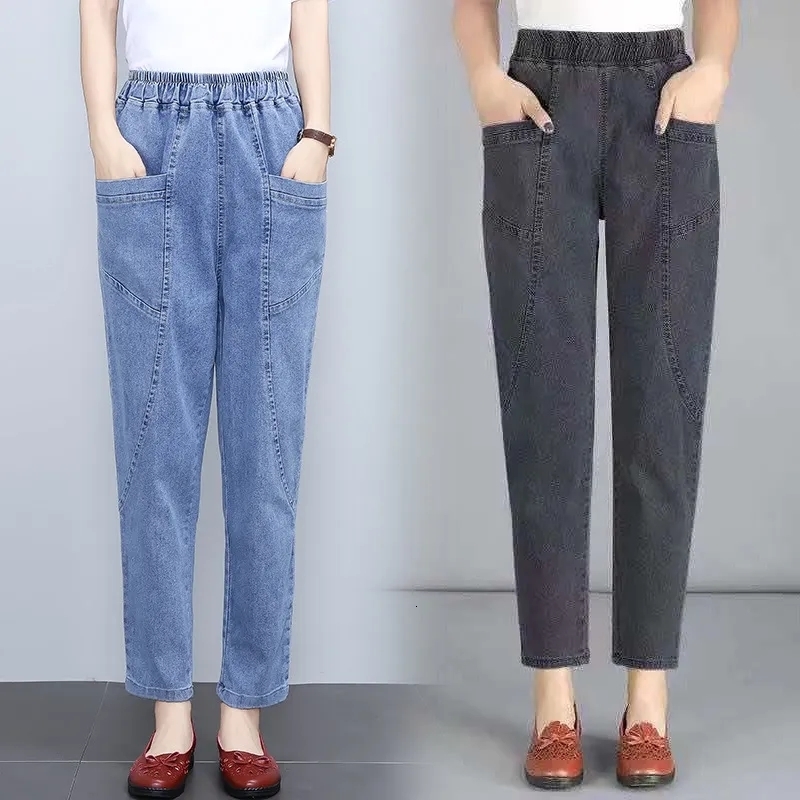 Women's Jean High Waist Harem Jeans Big Size 4xl Casual Baggy Denim Pants Elastic Classic Vaqueros 2023 Pocket Jogger s 230918