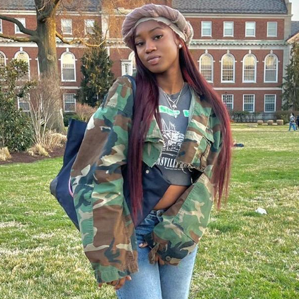 Women's Jackets Autumn Streetwear Jean For Women Long Sleeve Crop Top Green Camouflage Cut Out Buttons Denim with Pocket 230919