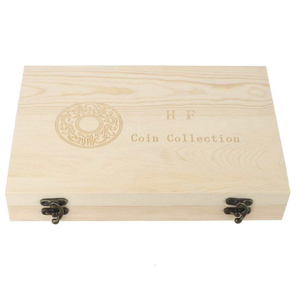 Other Home Garden 20 30 50 100PCS Coins Storage Box With Adjustment Pad Adjustable Antioxidative Wooden Commemorative Coin Collection Case 230919