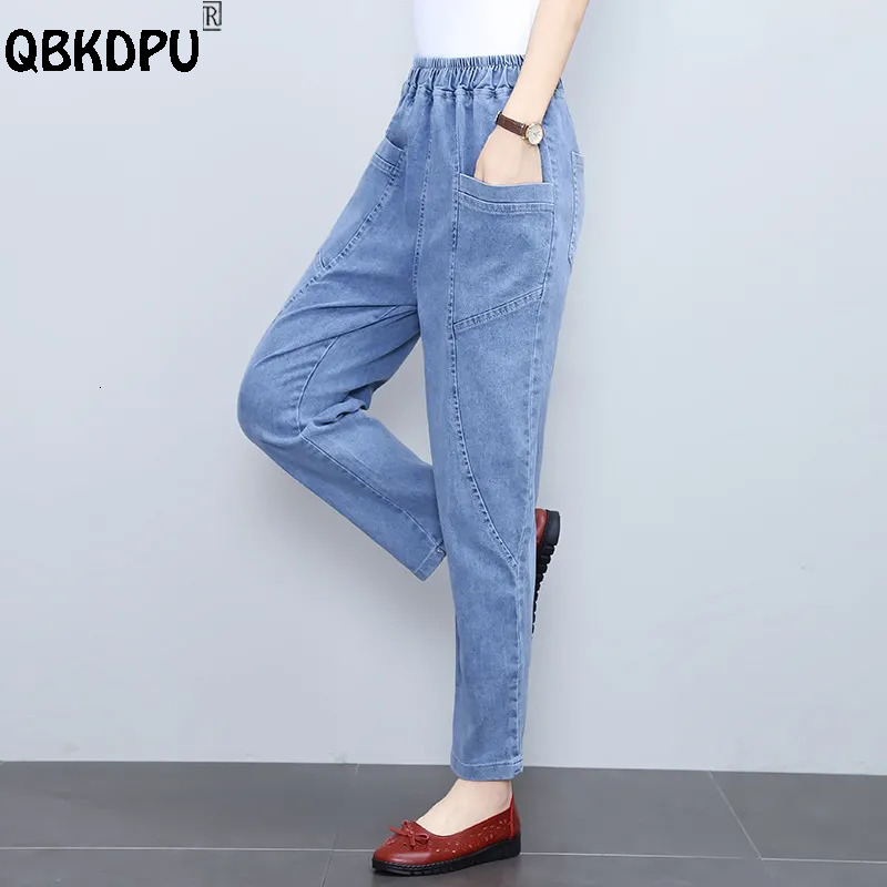 Women's Jean High Waist Harem Jeans Big Size 4xl Casual Baggy Denim Pants Elastic Classic Vaqueros 2023 Pocket Jogger s 230918
