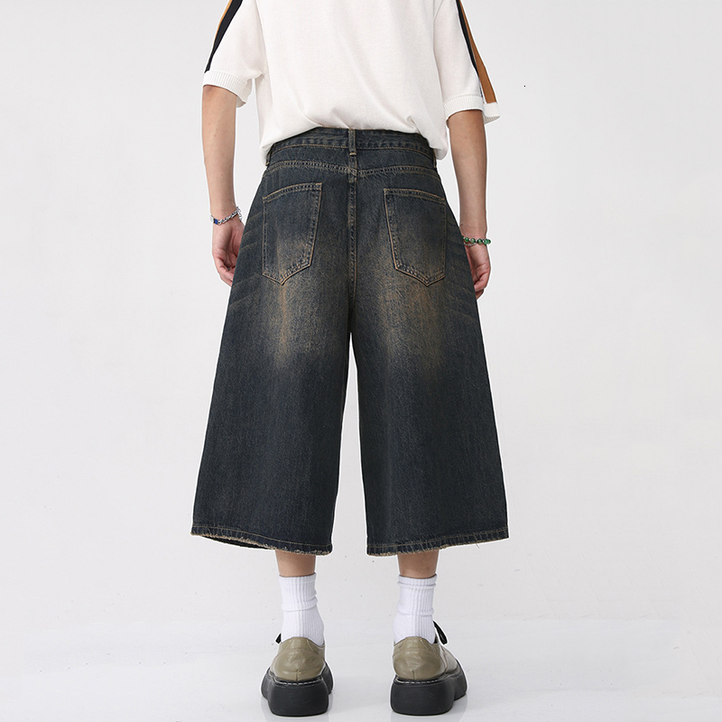 Men's Jeans IEFB Korean Style Vintage Men's Jeans Summer Loose Male Wide Leg Knee Length Shorts Washed Fashion Denim Trouser 9A8825 230918