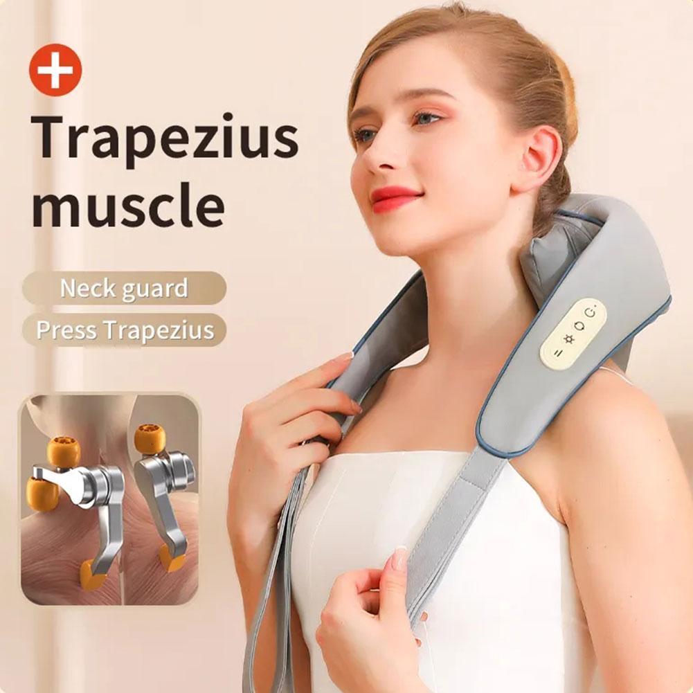 Massaging Neck Pillowws 25W Back Neck Shoulder Massager Rechargeable Infrared Heated Vibrate Kneading Home Massage Shawl Health Care 230918