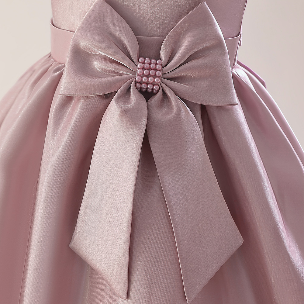 2023 satin Flower Girl Dress For Weddings new pearls Satin Vestidos De Comunion Pageant Dress First Communion Gowns party Dress princess Little Kids B